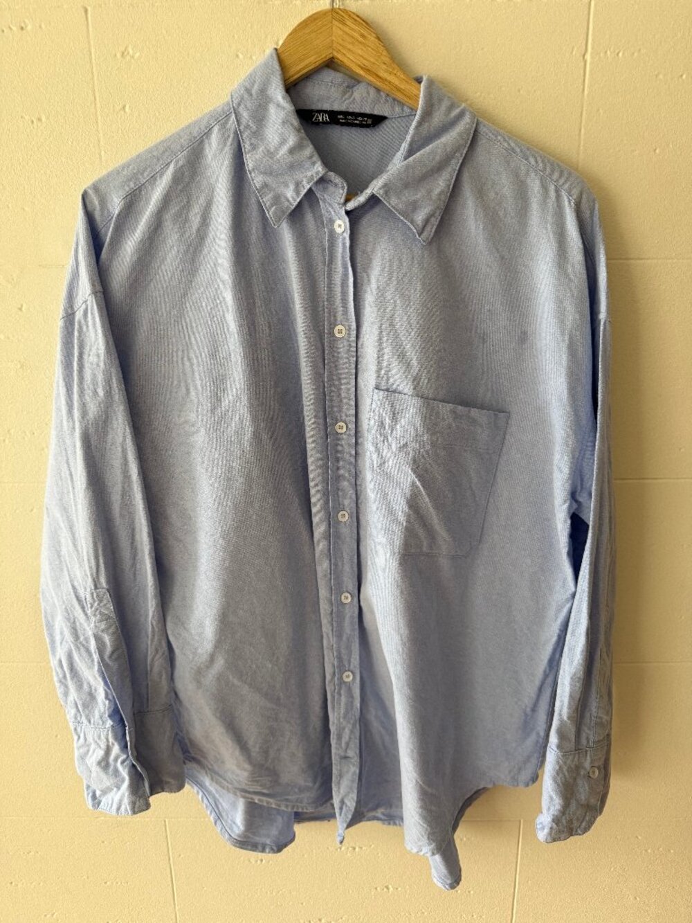 Zara | Cotton Blue Classic Oversized Button Down Shirt | Small